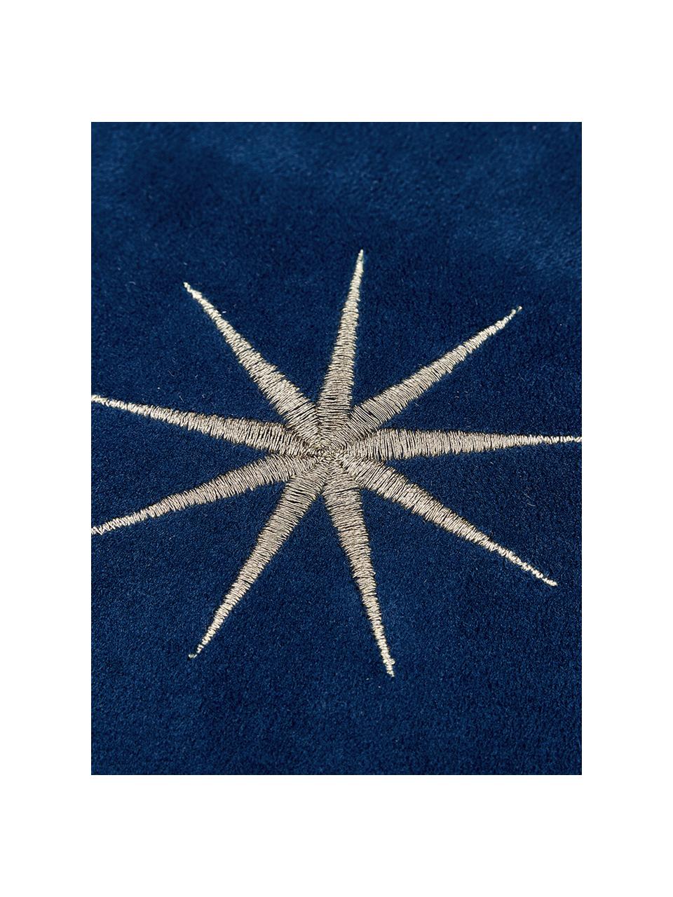 Federa in velluto con stelle ricamate Stars, Blu navy, Larg. 45 x Lung. 45 cm