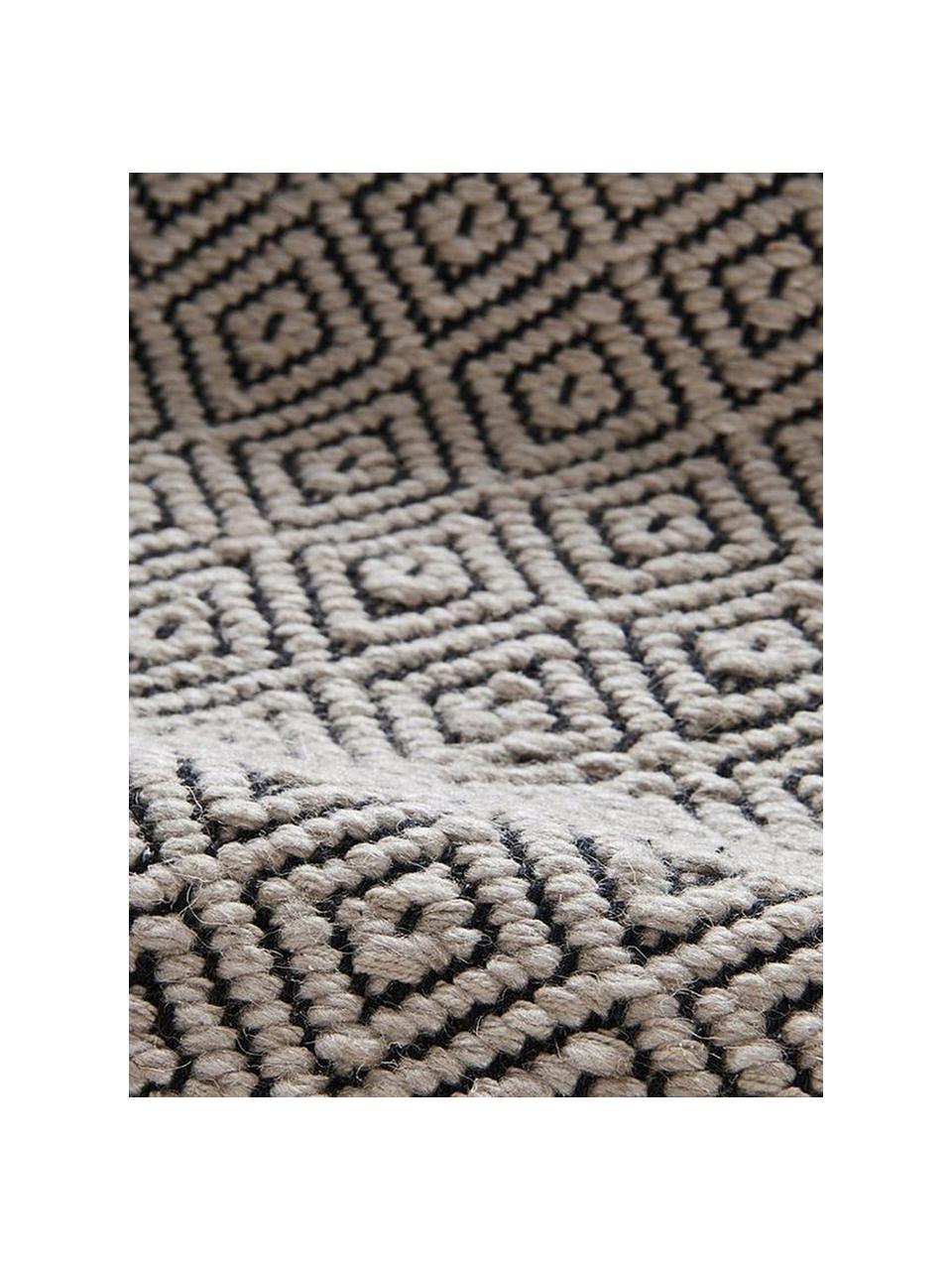 Tapis de couloir graphique Todos, 40 % coton, 30 % laine, 30 % polyester, Grège, larg. 80 x long. 250 cm
