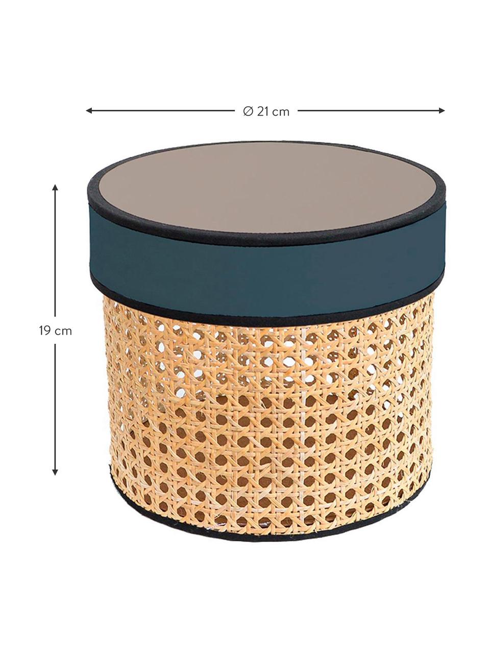Caja decorativa Pamela, Caja: rejilla, Tapa: tela, fibras de densidad , Beige, negro, Ø 21 x Al 19 cm