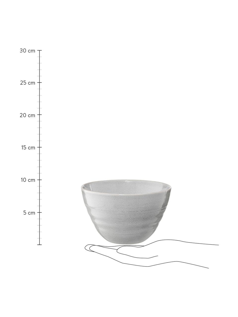 Malé ručně vyrobené misky Manor, 4 ks, Kamenina, Světle šedá s béžovým okrajem, Ø 14 cm, V 10 cm