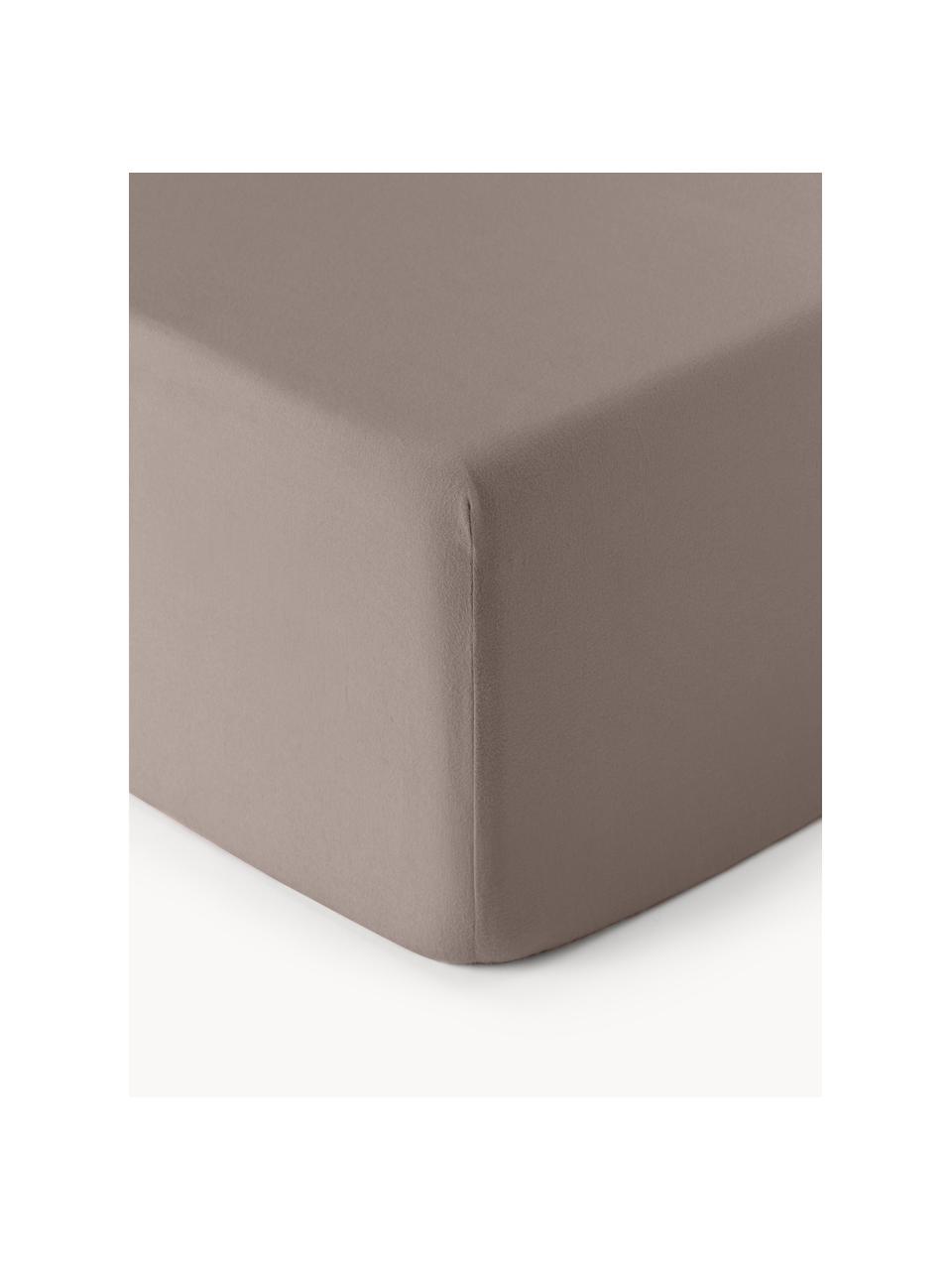 Boxspring-Spannbettlaken Biba, Flanell, Webart: Flanell, Taupe, B 200 x L 200 cm, H 35 cm