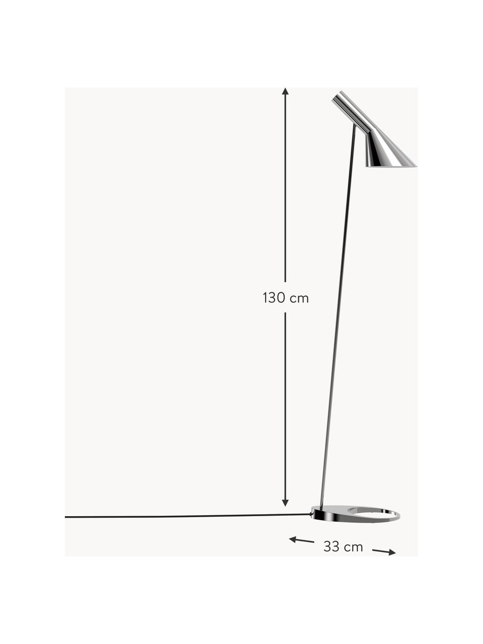 Lámpara de pie AJ, Lámpara: acero inoxidable, Cable: plástico, Plateado, Al 130 cm