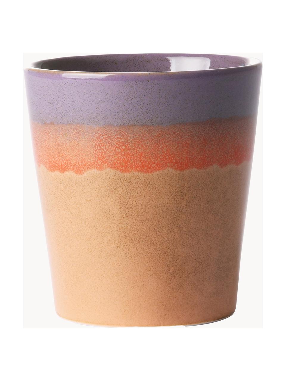 Handbemalte Keramik-Becher 70's mit reaktiver Glasur, 6er-Set, Keramik, Design 6, Ø 8 x H 8 cm, 180 ml