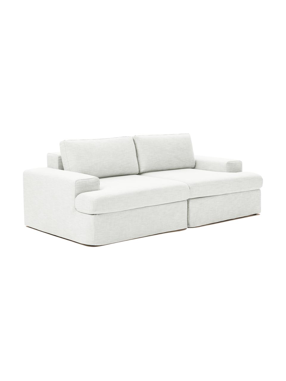 Sofa modułowa Russell (3-osobowa), Tapicerka: 100% bawełna Dzięki tkani, Stelaż: lite drewno sosnowe z cer, Nogi: tworzywo sztuczne, Tkanina w odcieniu złamanej bieli, S 206 x G 103 cm
