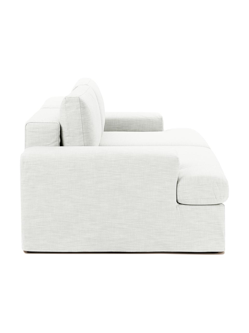 Divano componibile 3 posti con rivestimento sfoderabile Russell, Rivestimento: 100% cotone Con 50.000 ci, Struttura: legno di pino massiccio c, Gambe: plastica, Tessuto bianco latte, Larg. 206 x Prof. 103 cm