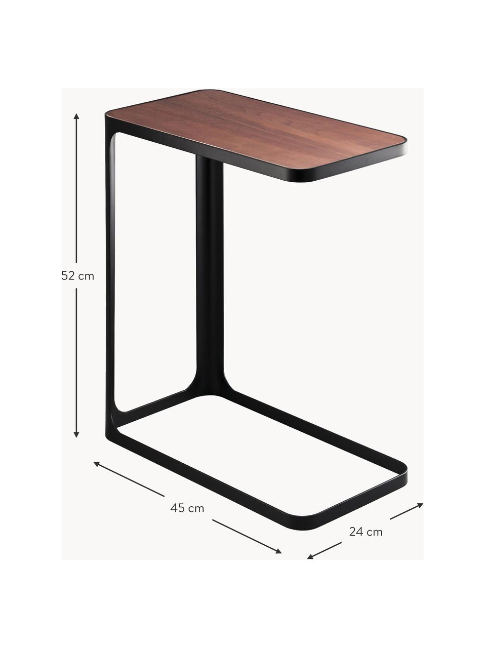 Odkládací stolek s dřevěnou deskou Frame, Černá, tmavé dřevo, Š 45 cm, V 52 cm