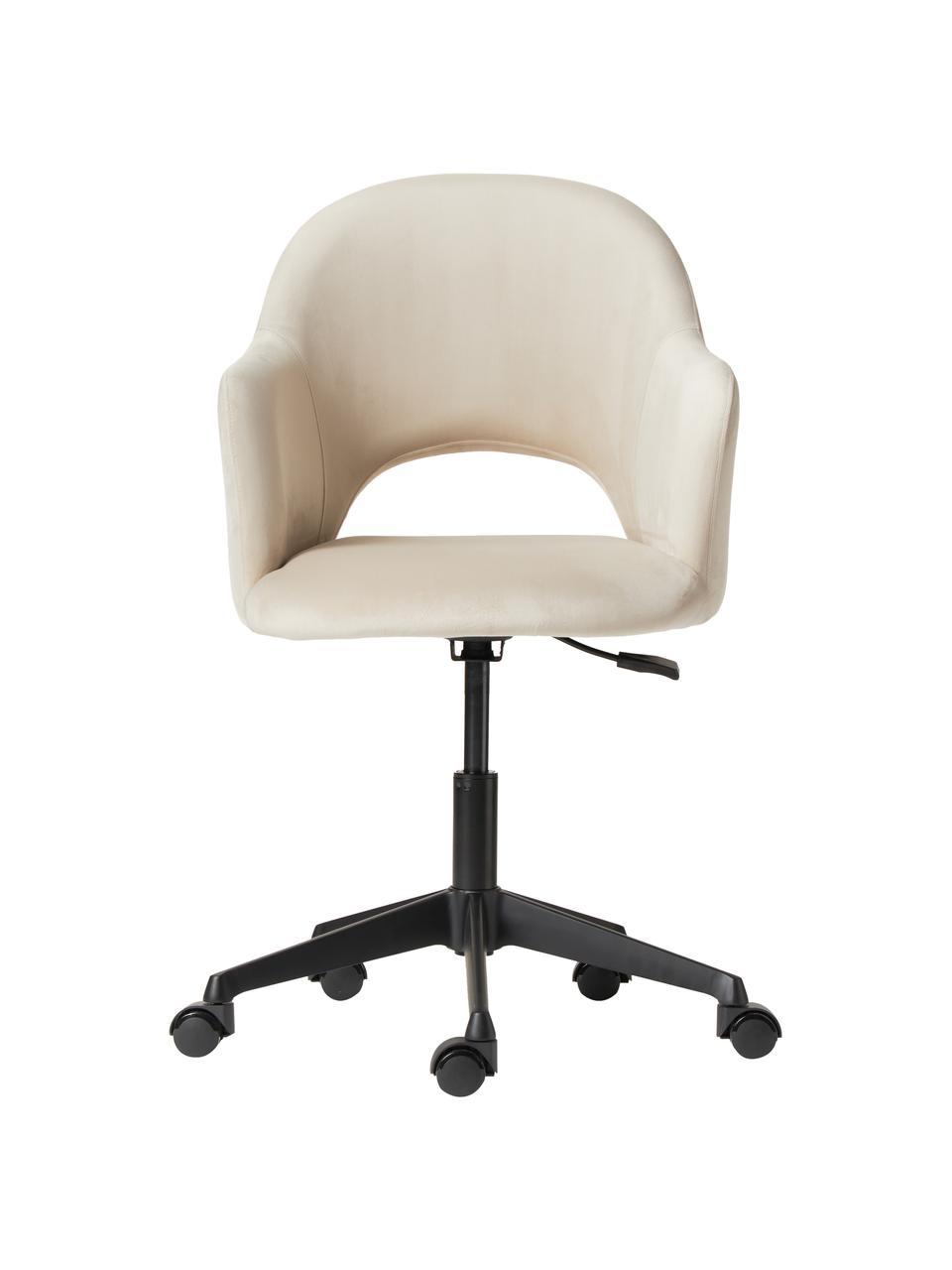 Sedia da scrivania in velluto Rachel, regolabile in altezza, Rivestimento: velluto (poliestere di al, Gambe: metallo verniciato a polv, Velluto bianco crema, Larg. 65 x Prof. 68 cm