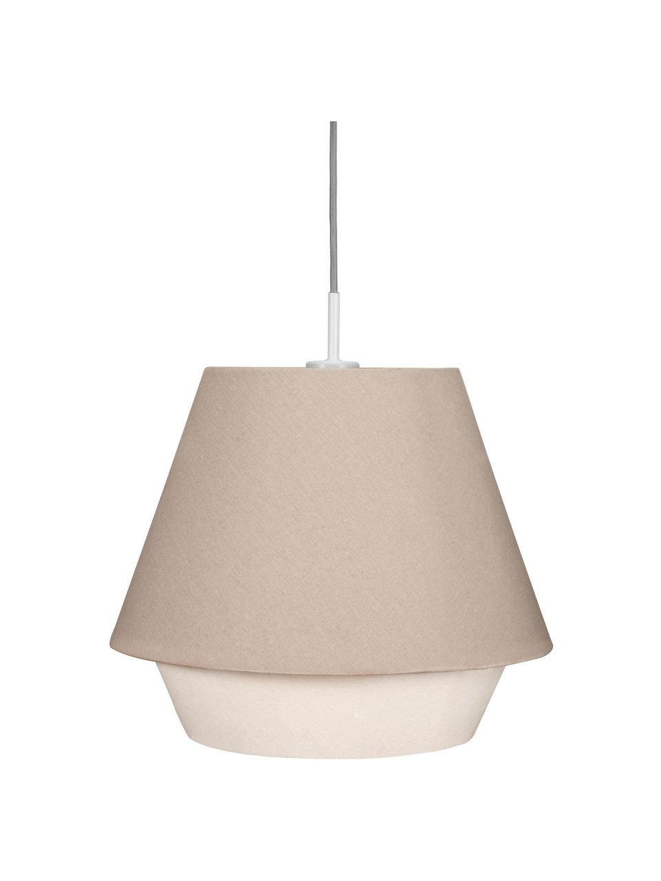 Hanglamp Noble Delight, Lampenkap: stof, Baldakijn: gecoat metaal, Grijs, wit, Ø 37 x H 31 cm