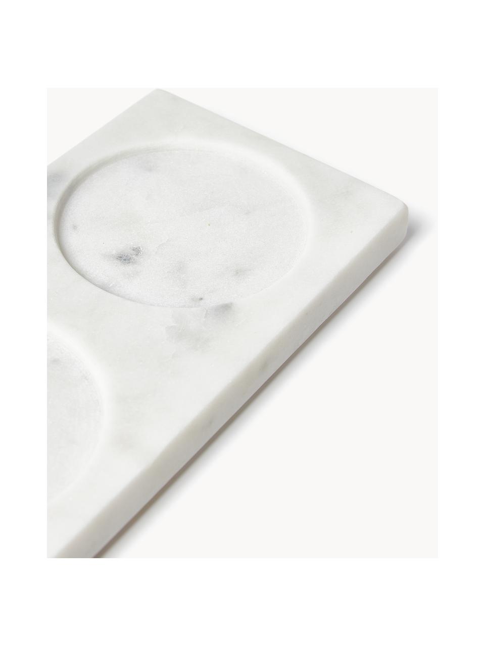 Plateau apéritif en marbre Agata, 5 élém., Blanc, marbré, larg. 19 x haut. 7 cm