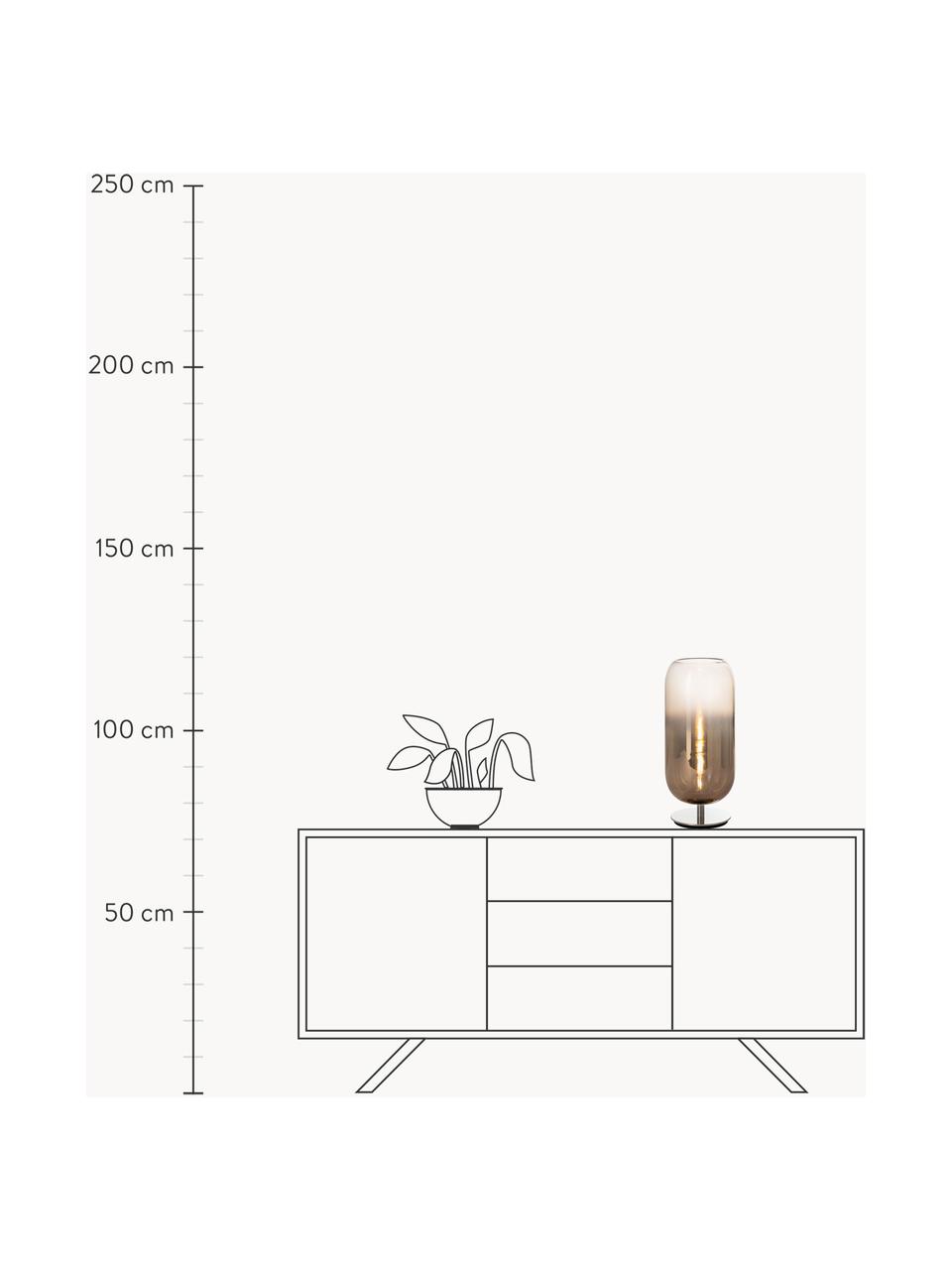 Mundgeblasene Tischlampe Gople, in verschiedenen Grössen, Lampenschirm: Glas, mundgeblasen, Braun, Silberfarben, Ø 21 x H 49 cm