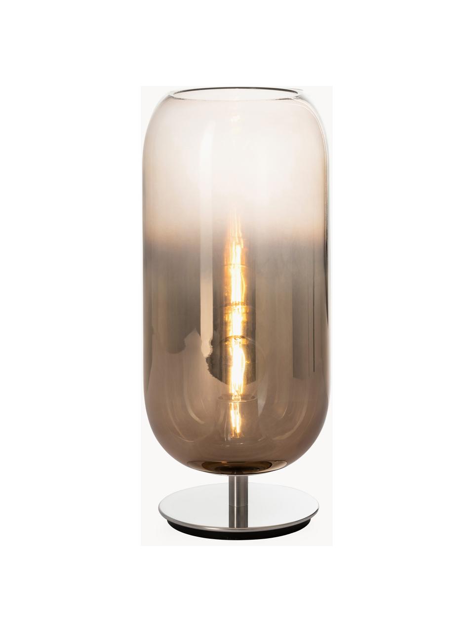 Lampe à poser soufflée bouche Gople, tailles variées, Brun, argenté, Ø 21 x haut. 49 cm