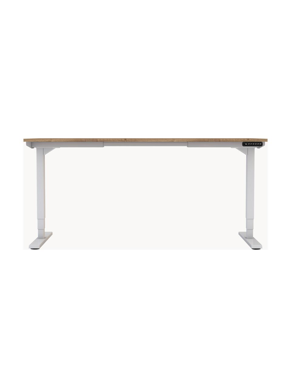 Höhenverstellbarer Schreibtisch Y-Line, in verschiedenen Größen, Gestell: Metall, pulverbeschichtet, Tischplatte: Spanplatte, melaminharzbe, Dunkle Holzoptik, Weiß, B 160 x T 80 cm