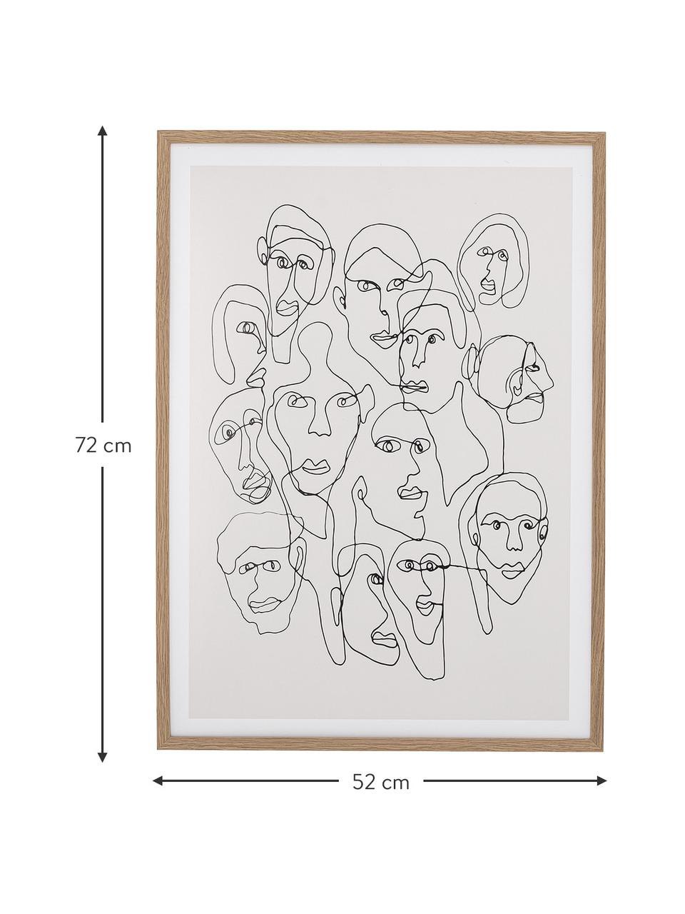 Ingelijste digitale print Chichi, Afbeelding: digitale afdruk op papier, Lijst: gelakt hout, Bruin, 52 x 72 cm