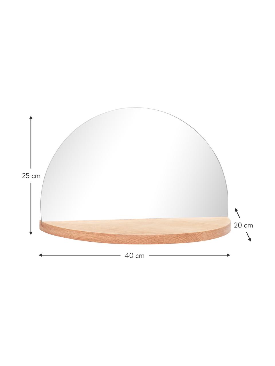 Rahmenloser Wandspiegel Balance mit Ablage, Ablage: Eichenholzfurnier, Spiegelfläche: Spiegelglas, Eichenholz, B 40 x H 25 cm