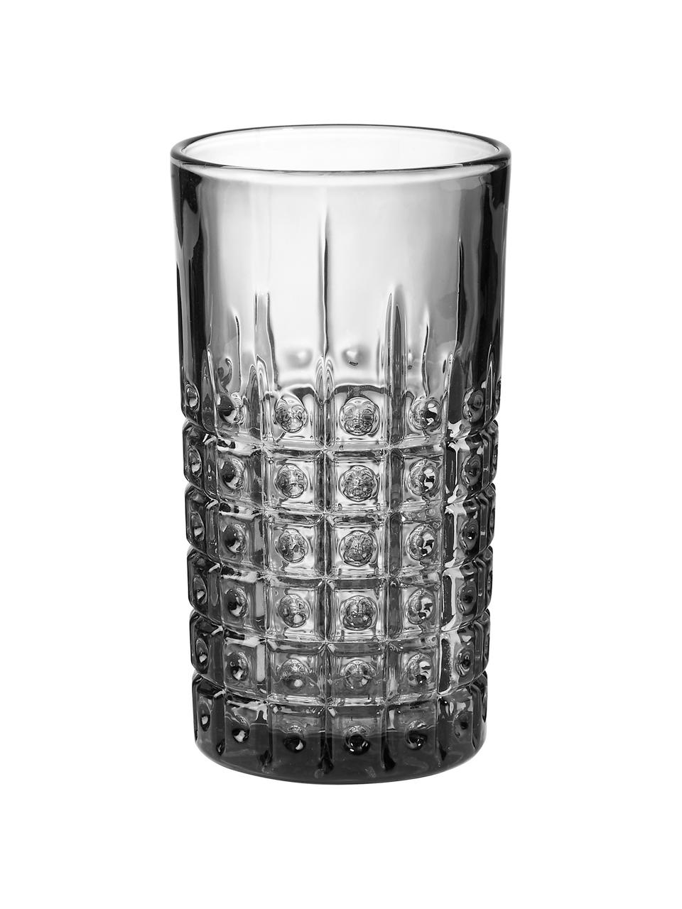 Vasos con relieve Mont Fleuri, 4 uds., Vidrio, Negro, Ø 8 x Al 13 cm