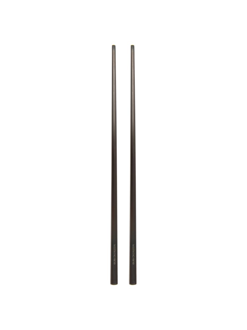 Palillos chinos de acero inoxidable Shine, 2 pares, Acero inoxidable

La cubertería está hecha de acero inoxidable. Por tanto, es duradera, inoxidable y resistente a las bacterias., Negro, L 23 cm