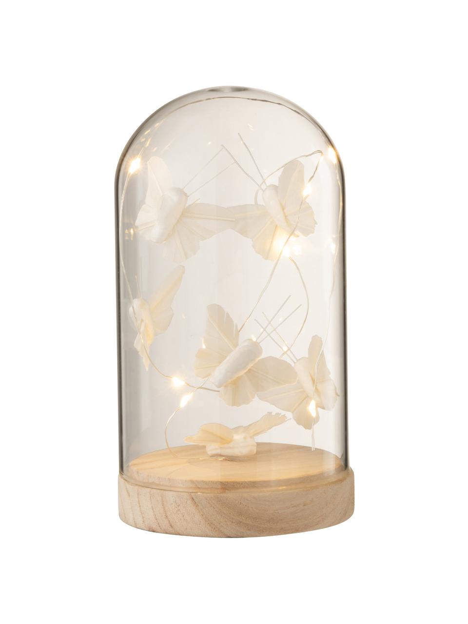 LED dekorácia Bell, Sklo, drevo, Biela, odtiene zlatej, Ø 9 x V 17 cm