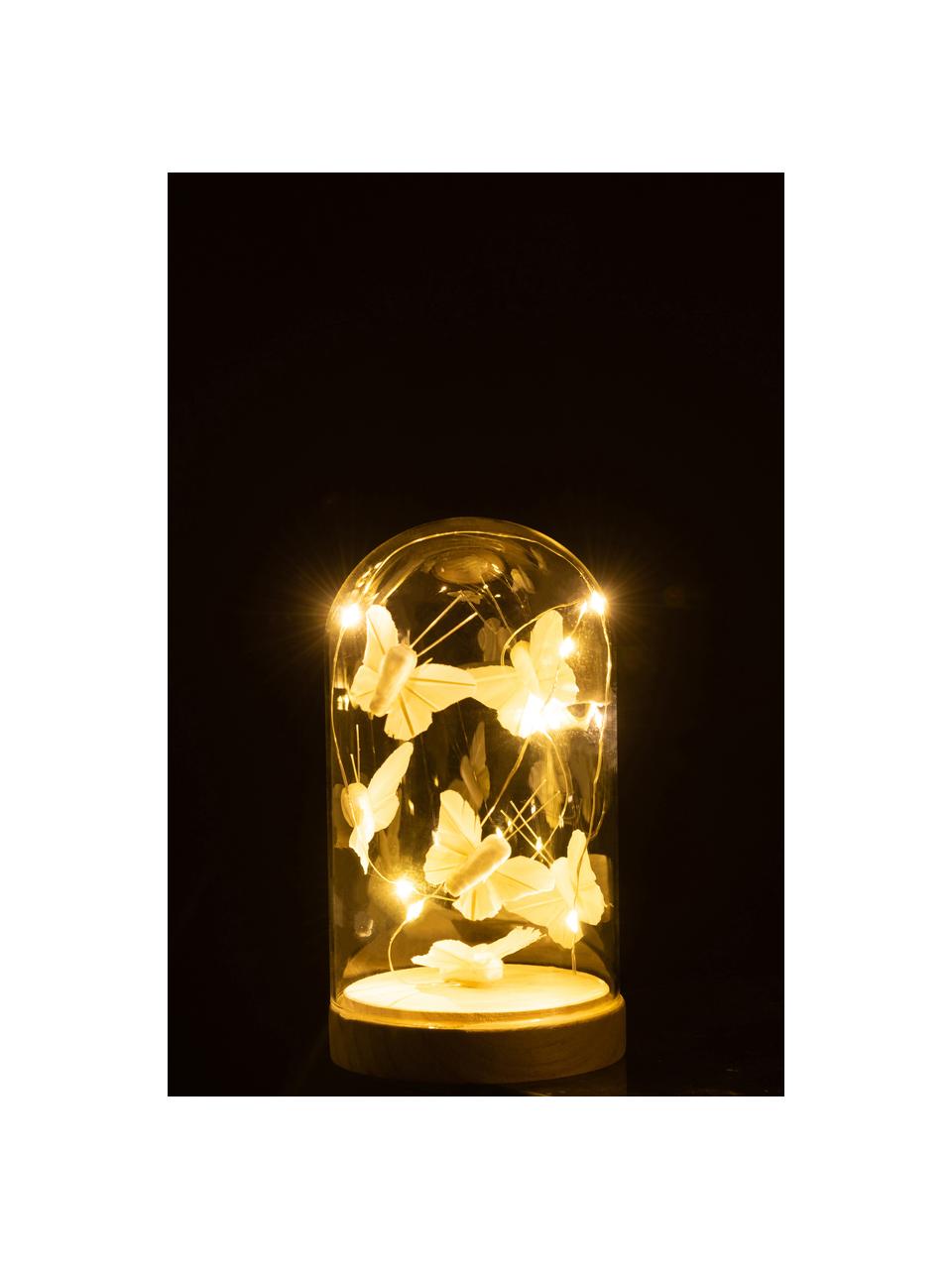Oggetto decorativo a LED Bell, Vetro, legno, Bianco, dorato, Ø 9 x Alt. 17 cm