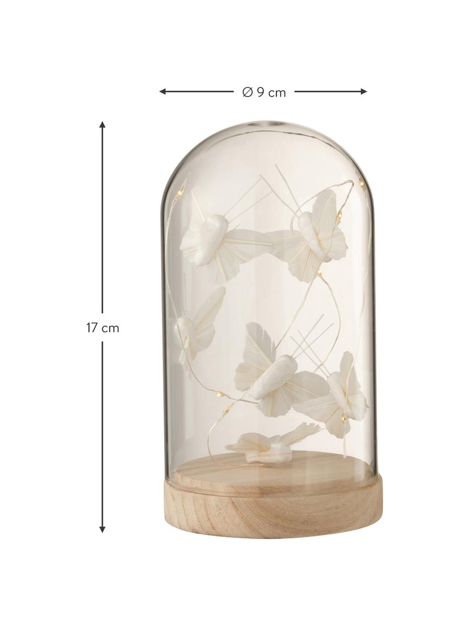 Deko-Objekte LED Bell, Glas, Holz, Weiß, Goldfarben, Ø 9 x H 17 cm