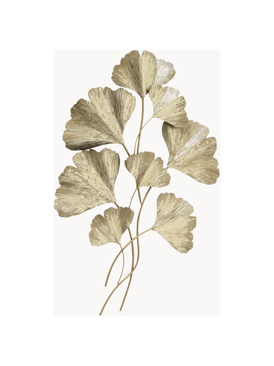 Decoración de pared de metal Ginkgo, Metal pintado, Dorado, An 61 x Al 95 cm