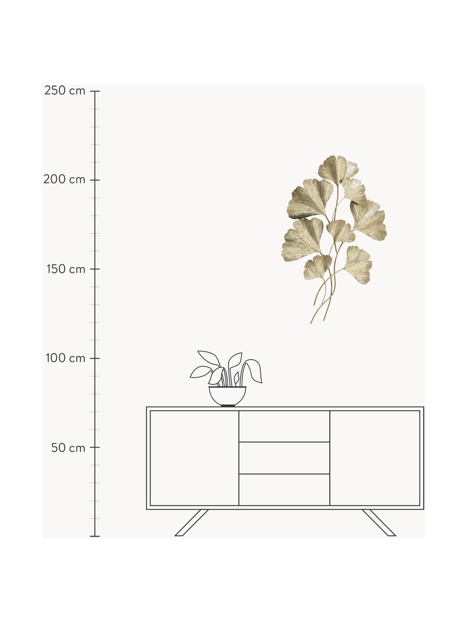 Decoración de pared de metal Ginkgo, Metal pintado, Dorado, An 61 x Al 95 cm