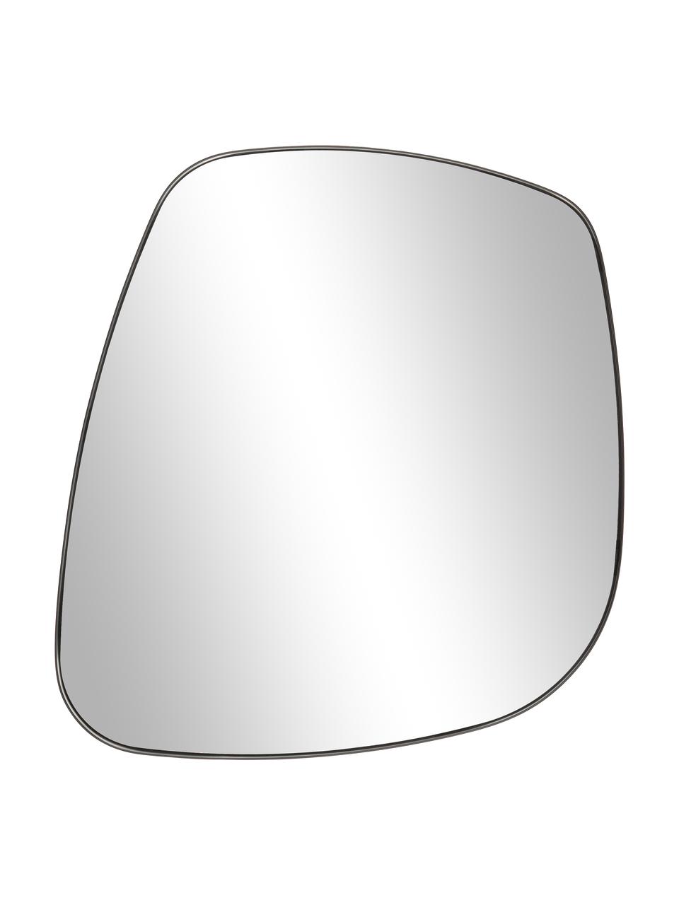 Espejo de pared curvo Oiva, Parte trasera: tablero de fibras de dens, Espejo: cristal, Negro, An 55 x Al 65 cm