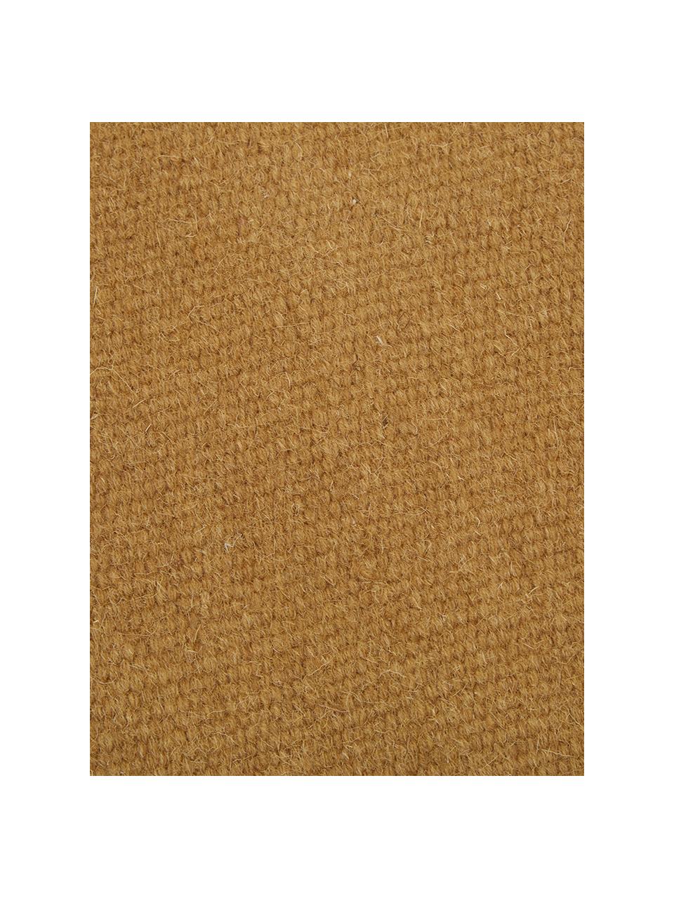 Ručně tkaný vlněný kilimový koberec s třásněmi Rainbow, Okrová žlutá, Š 200 cm, D 300 cm (velikost L)