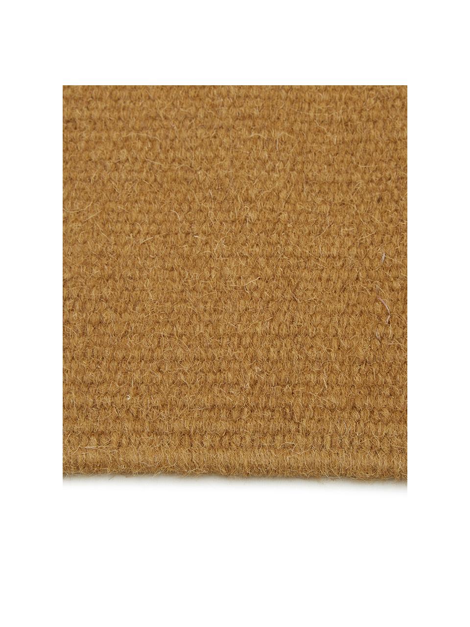 Ručně tkaný vlněný kilimový koberec s třásněmi Rainbow, Okrová žlutá, Š 200 cm, D 300 cm (velikost L)