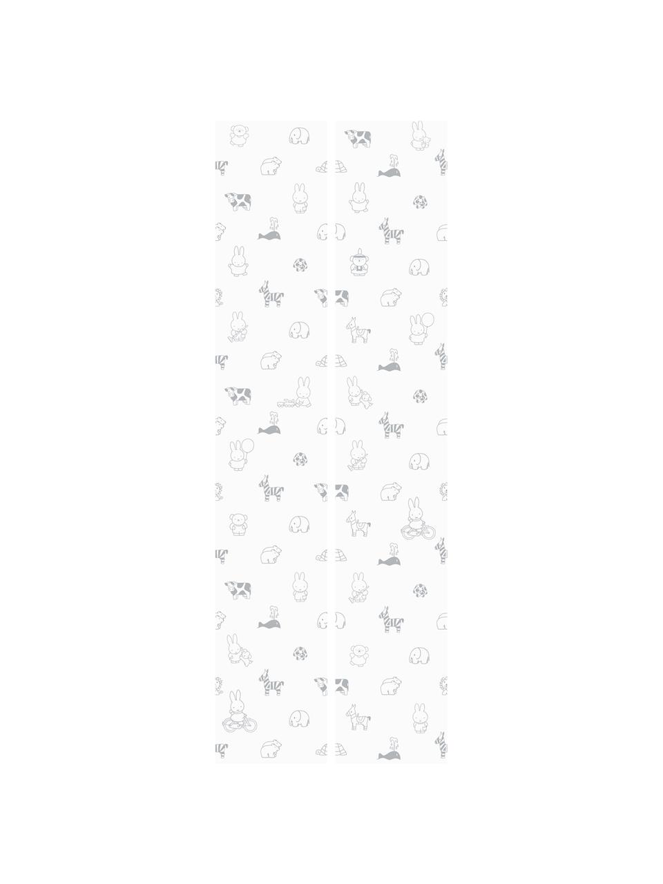 Tapeta Miffy, Papier matowy, 165 g/m², Biały, szary, S 97 x W 280 cm