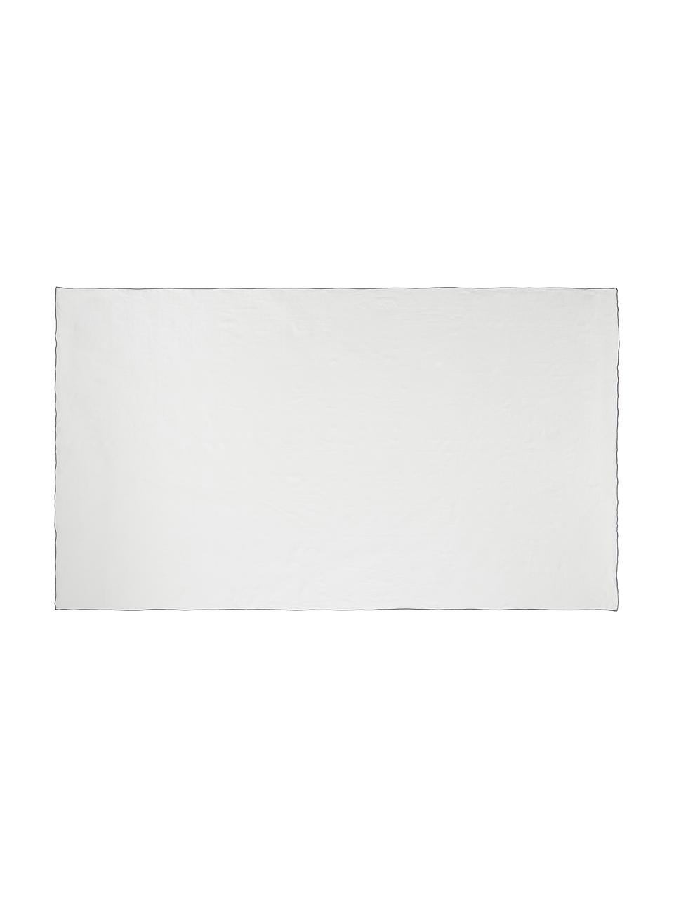 Leinen-Tischdecke Vilnia mit Umkettelung, 100 % Leinen, Weiß, Schwarz, 6-8 Personen (L 250 x B 150 cm)