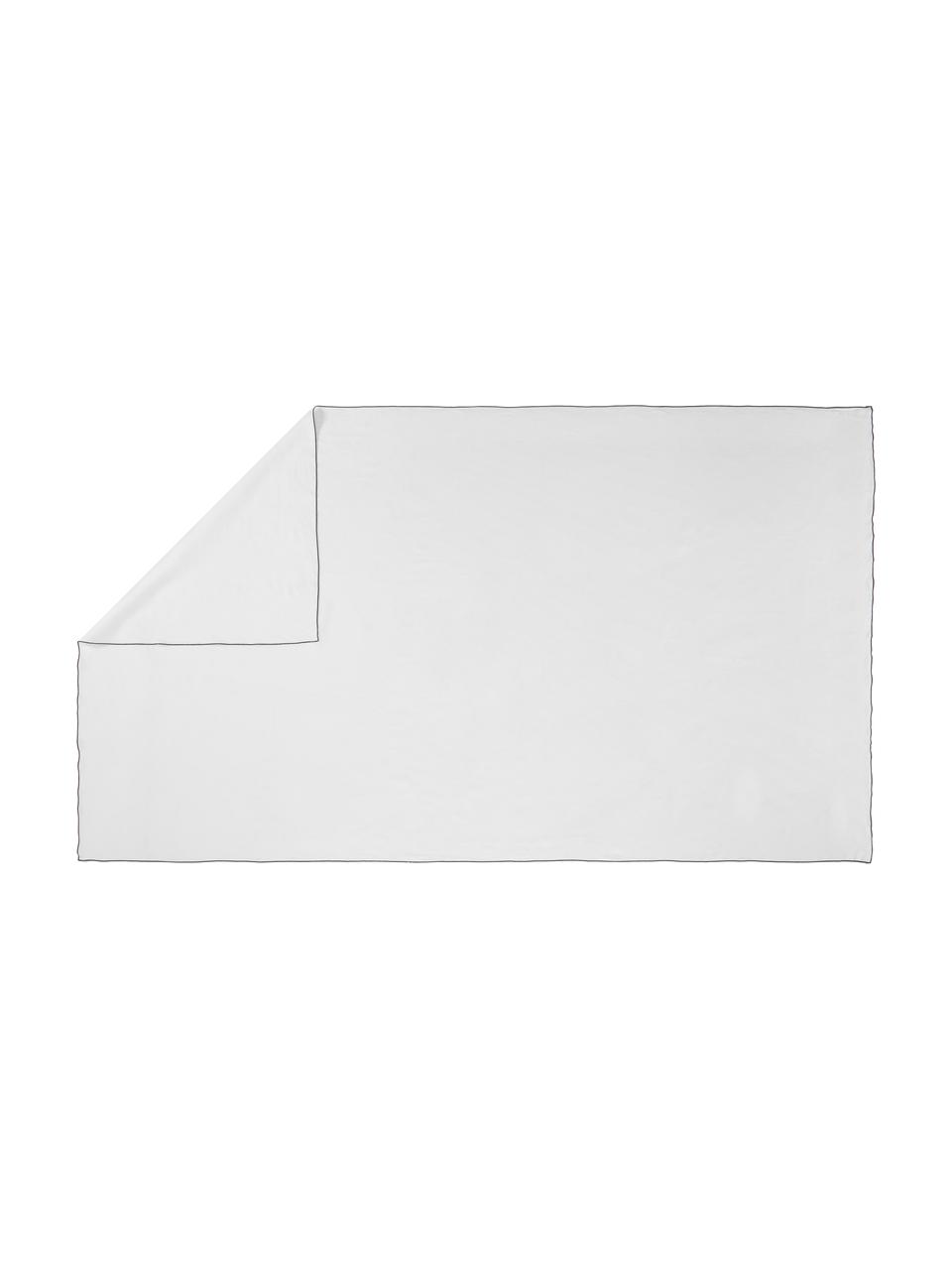 Mantel de lino Vilnia, 100% lino, Blanco, negro, De 6 a 10 comensales (An 147 x L 250 cm)