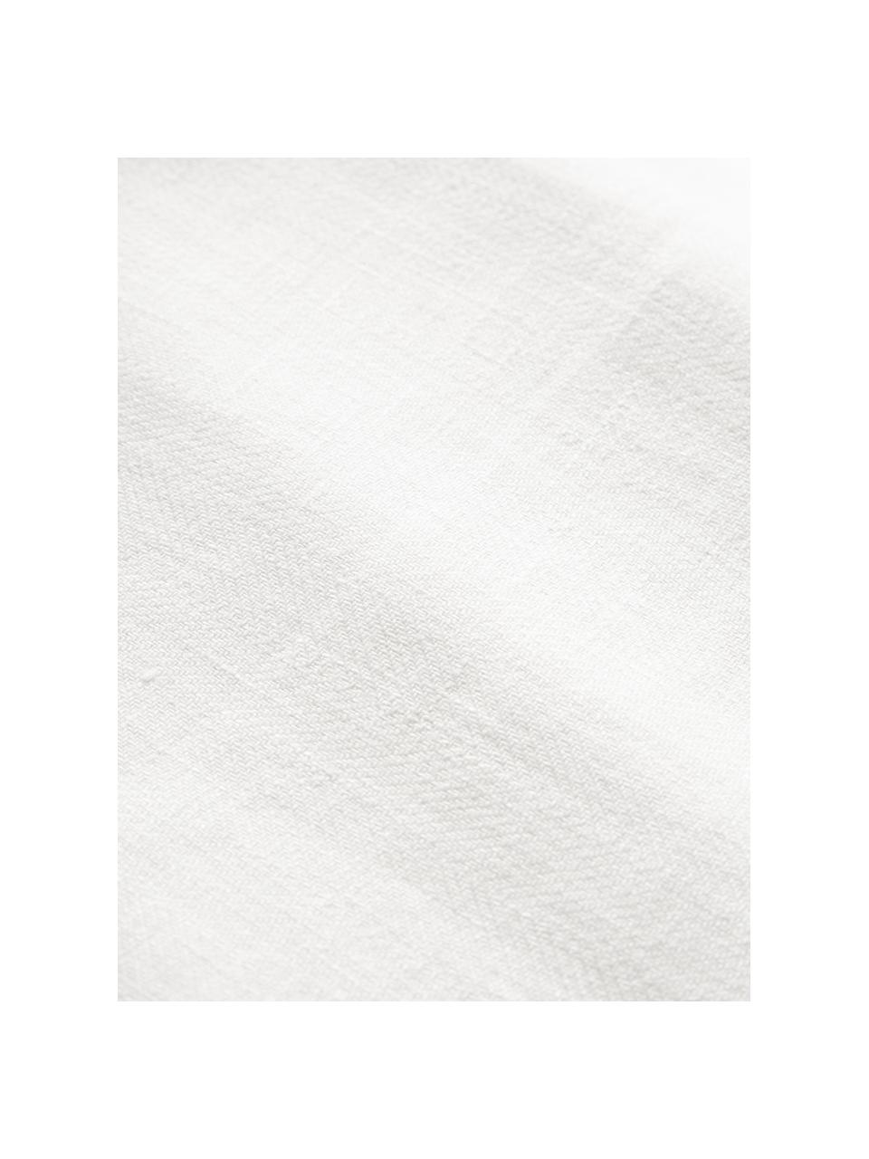 Tovaglia in lino bianco con bordino Vilnia, 100% lino, Bianco, nero, Per 6 - 10 persone (Larg.147 x Lung. 250 cm)