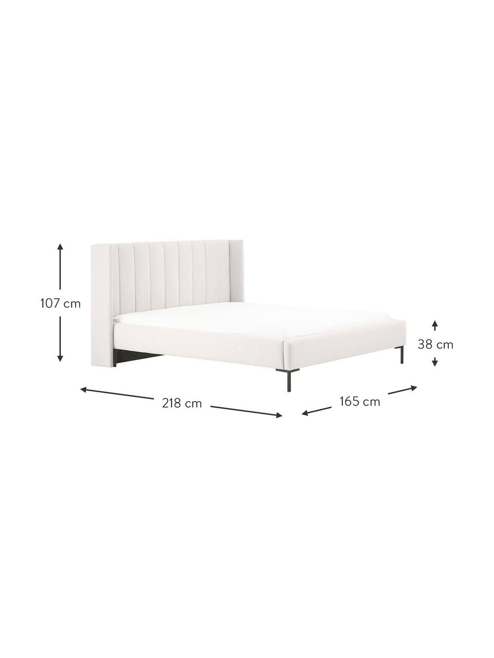 Letto imbottito Dusk, Rivestimento: tessuto finemente struttu, Piedini: metallo verniciato a polv, Tessuto greige, Larg. 180 x Lung. 200 cm