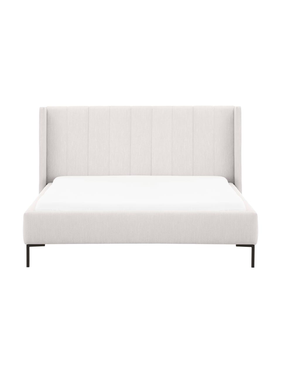 Letto imbottito Dusk, Rivestimento: tessuto finemente struttu, Piedini: metallo verniciato a polv, Tessuto greige, Larg. 180 x Lung. 200 cm