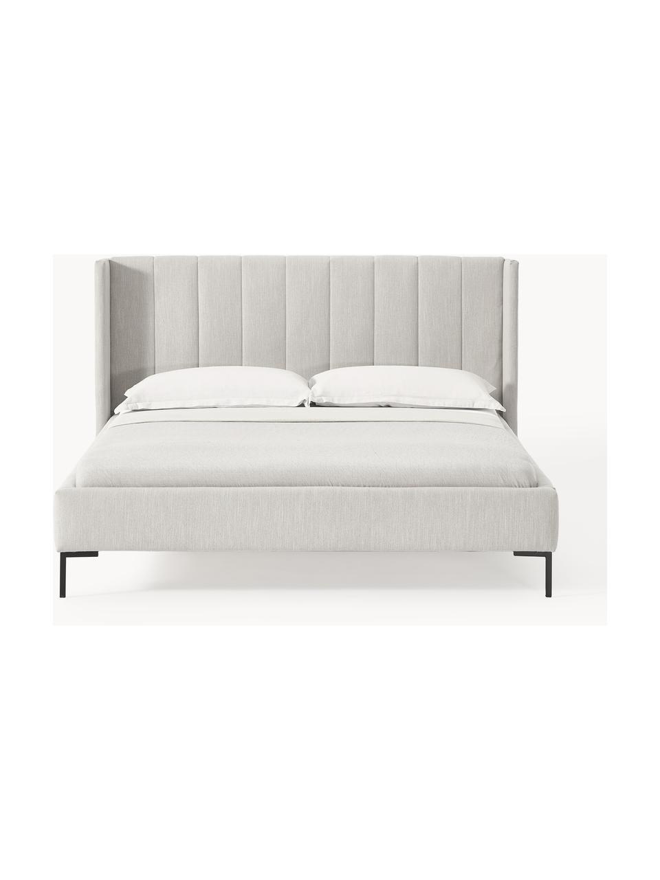 Cama tapizada Dusk, Tapizado: tejido finamente estructu, Estructura: madera de pino maciza con, Patas: metal con pintura en polv, Tejido greige, An 180 x L 200 cm