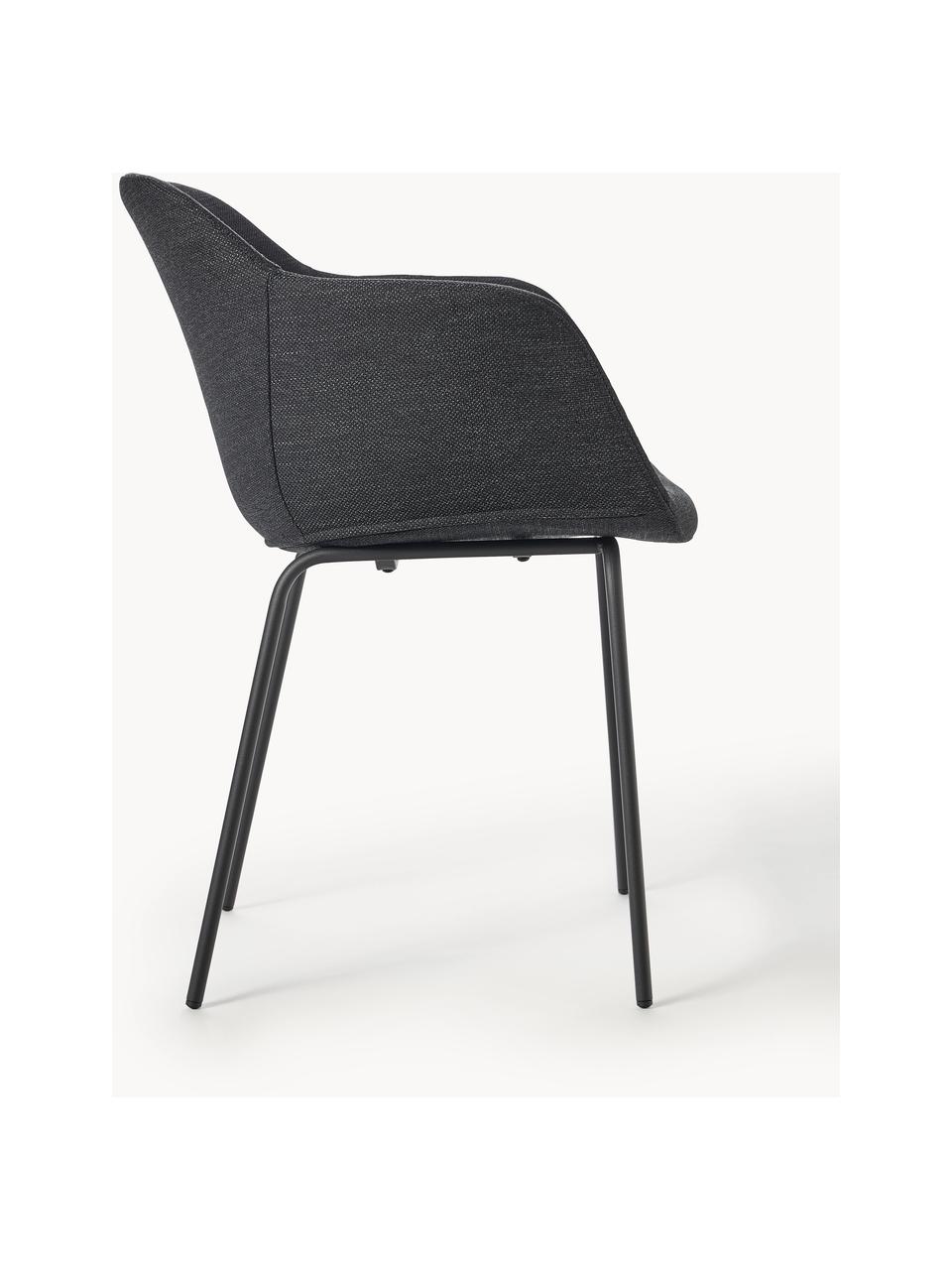 Chaise rembourrée avec assise étroite Fiji, Tissu noir, larg. 58 x prof. 56 cm