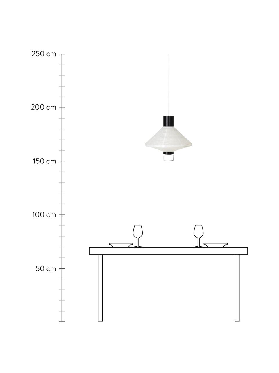 Lámpara de techo de papel Ritta, Pantalla: papel, Estructura: metal recubierto, Cable: cubierto en tela, Blanco, negro, Ø 44 x Al 42 cm