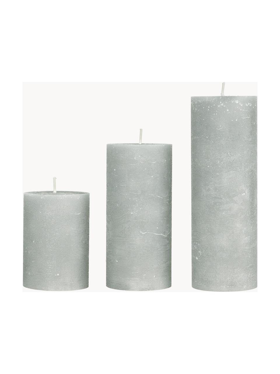 Ručně vyrobená sloupová svíčka Rustic, V 20 cm, Vosk, Světle šedá, Ø 7 cm, V 20 cm
