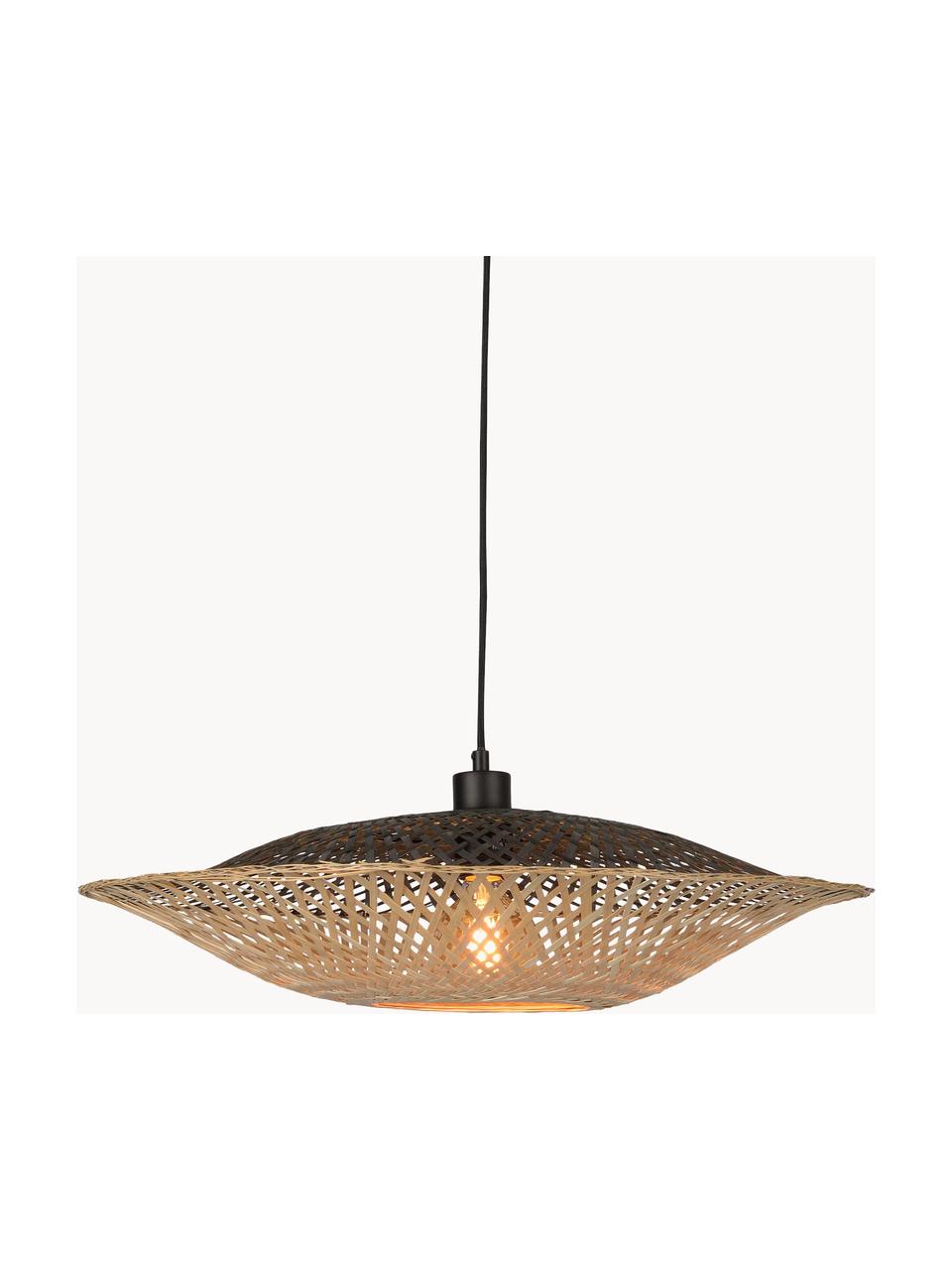 Grande suspension en bambou Kalimantan, Brun, noir, Ø 60 x haut. 15 cm