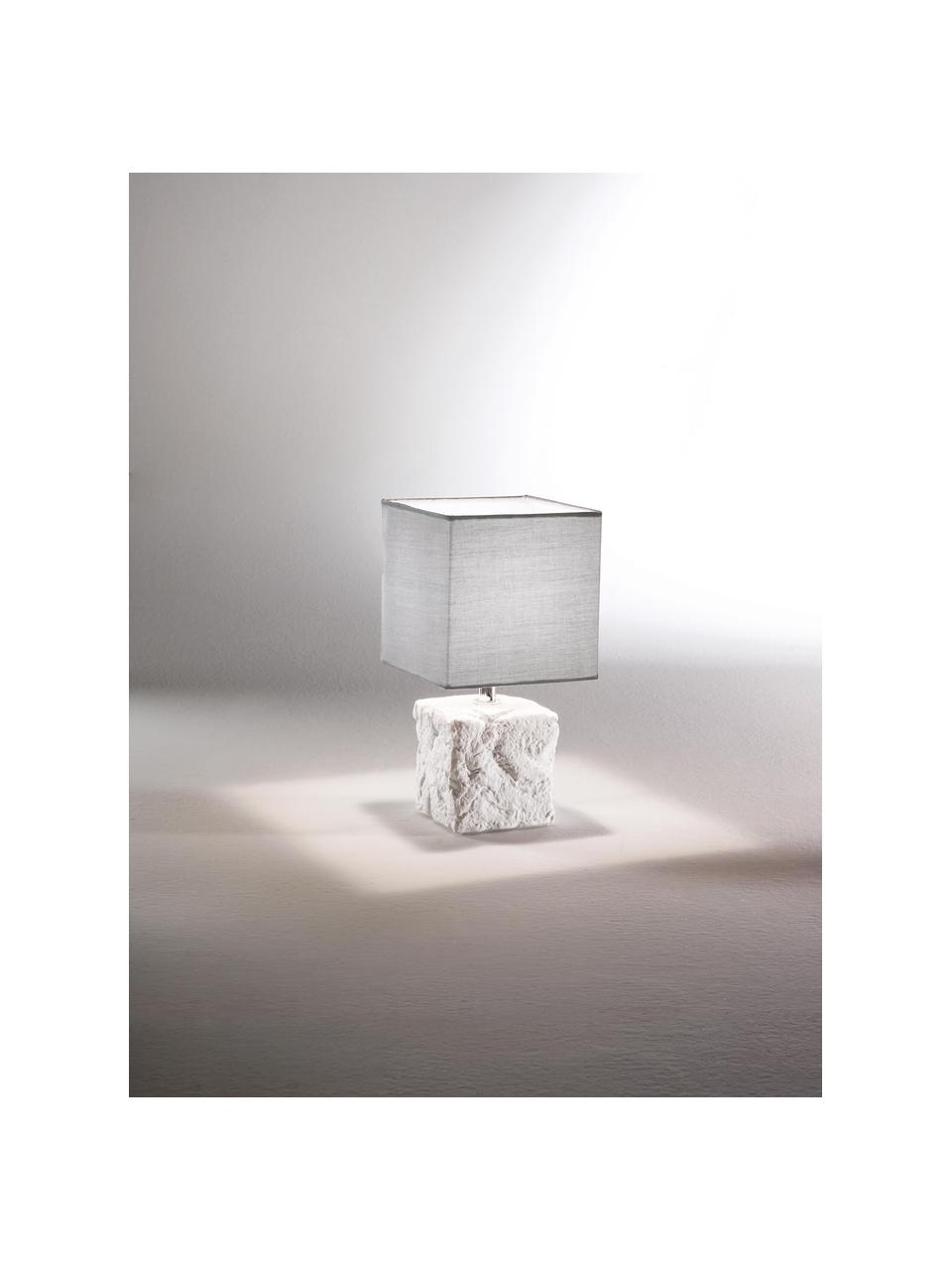 Lámpara de mesa pequeña Adda, Pantalla: tela, Cable: plástico, Blanco, gris claro, Ø 15 x Al 29 cm