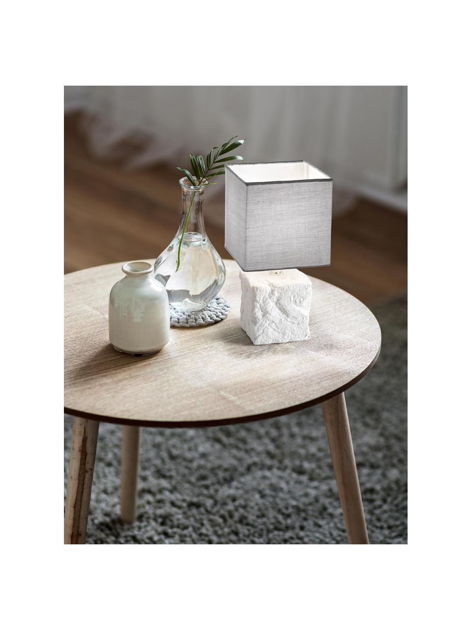 Lampada da tavolo in ceramica Adda, Paralume: tessuto, Base della lampada: ceramica, Bianco, grigio chiaro, Ø 15 x Alt. 29 cm