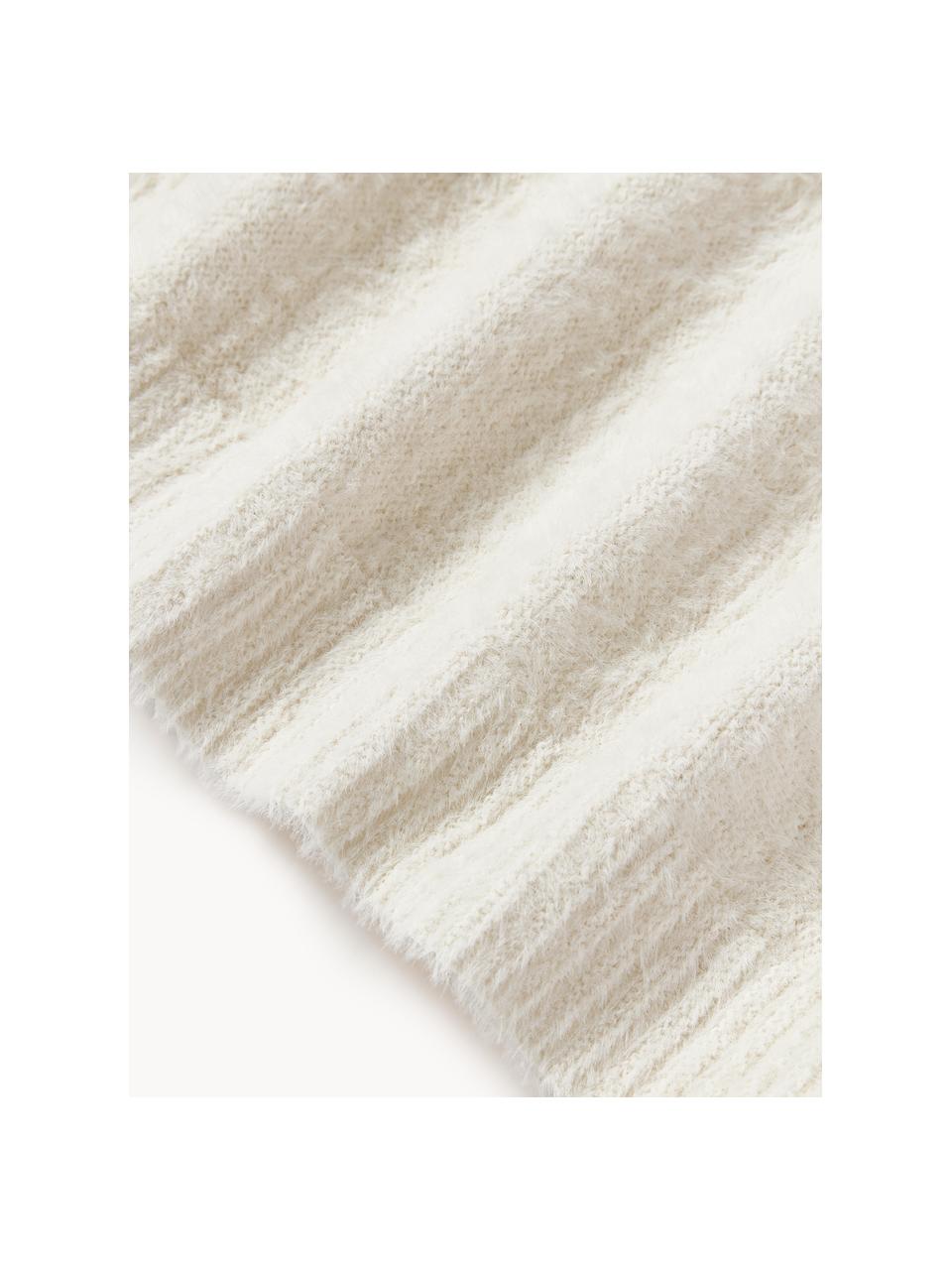 Coperta morbida Vanja, 100% nylon, Bianco latte, Larg. 130 x Lung. 170 cm