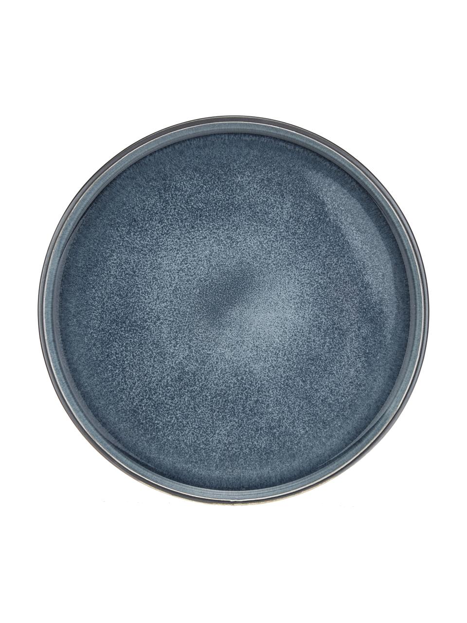 Ručne vyrobený plytký tanier Quintana Blue, 2 ks, Modrá, hnedá