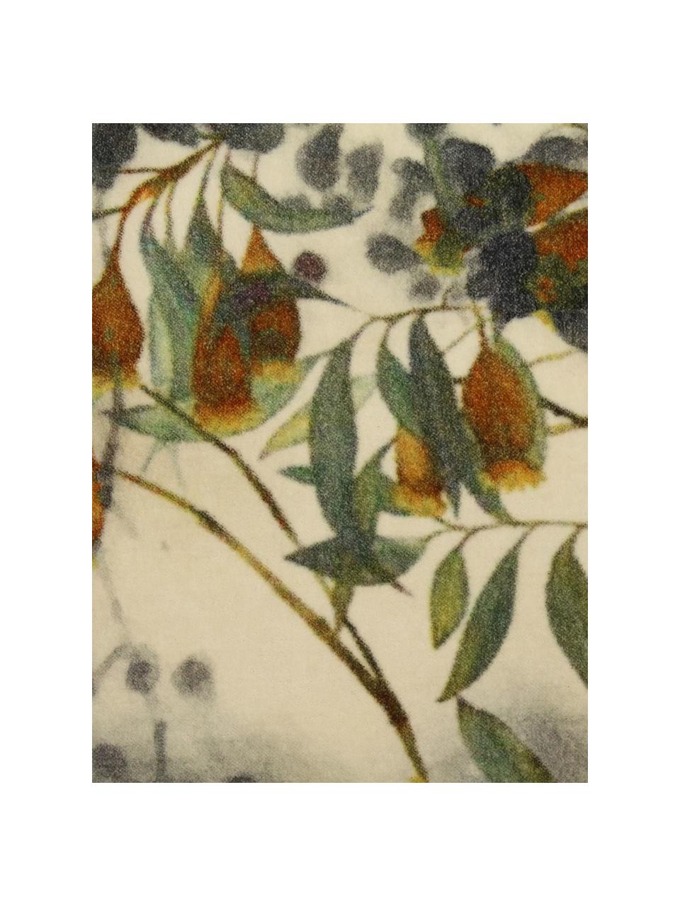 Samt-Kissen Branches mit floralem Muster, mit Inlett, Bezug: Baumwollsamt, Beige, Grün, Mehrfarbig, B 45 x L 45 cm