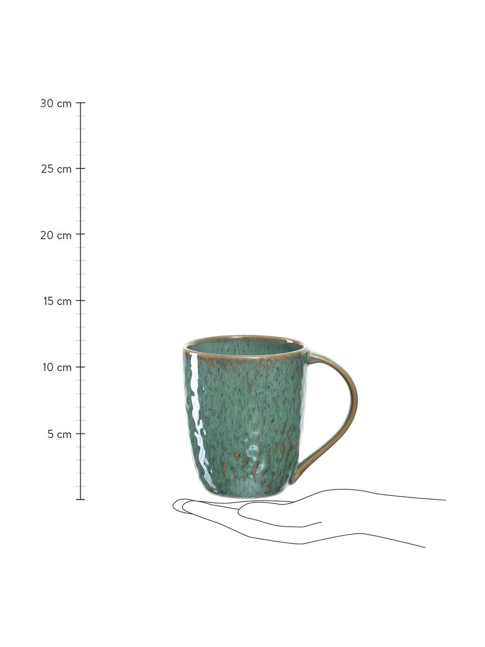 Tasse Matera in Grün mit Farbverlauf und Unebenheiten, 6 Stück, Keramik, Grün, Ø 9 x H 11 cm, 430 ml