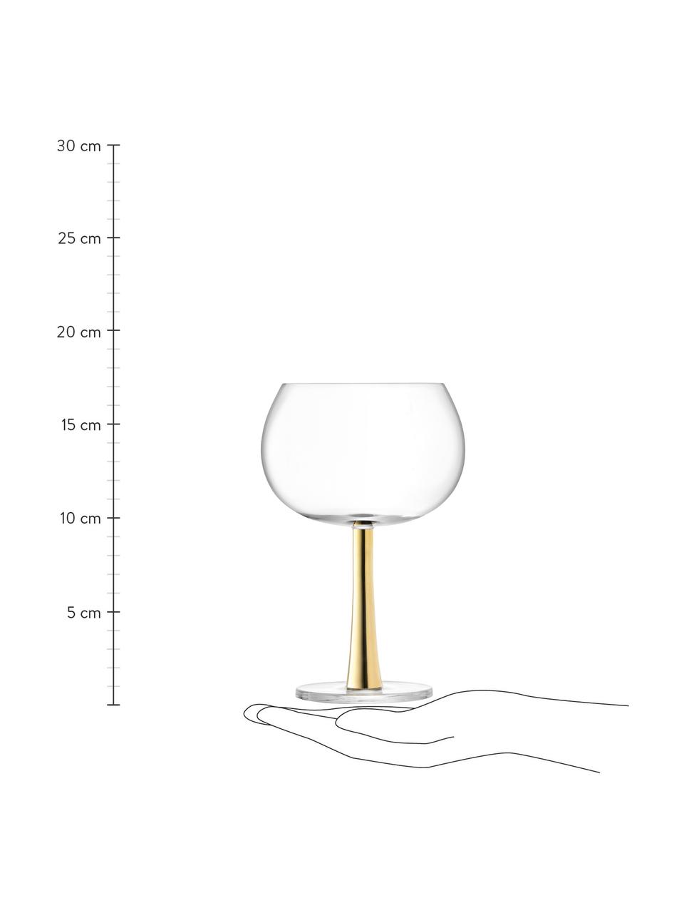 Bicchiere con manico dorato Gina 2 pz, Vetro, Trasparente, dorato, Ø 11 x Alt. 17 cm, 420 ml