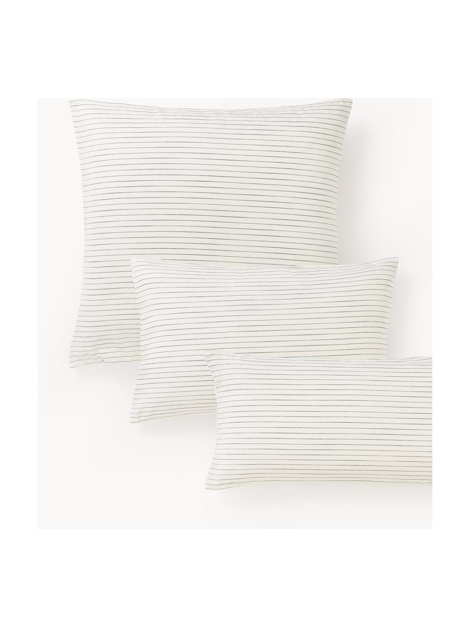 Funda de almohada de percal a rayas River, Parte superior: 85% algodón, 10% poliéste, Off White, gris antracita, An 45 x L 110 cm