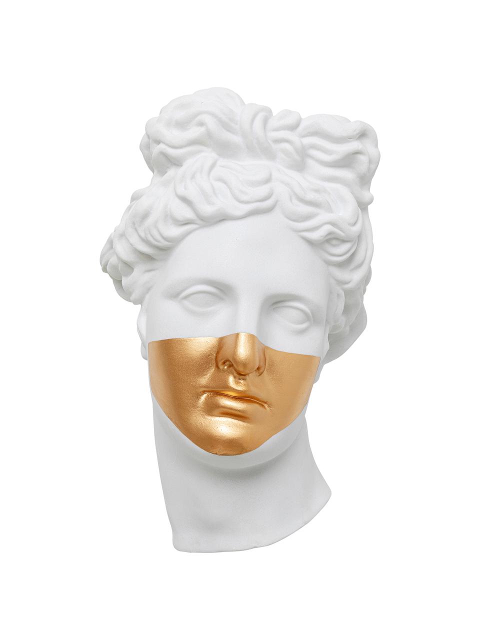 Ručně vyrobená nástěnná dekorace Apollo, Lakovaný polyresin, Bílá, Š 26 cm, V 42 cm