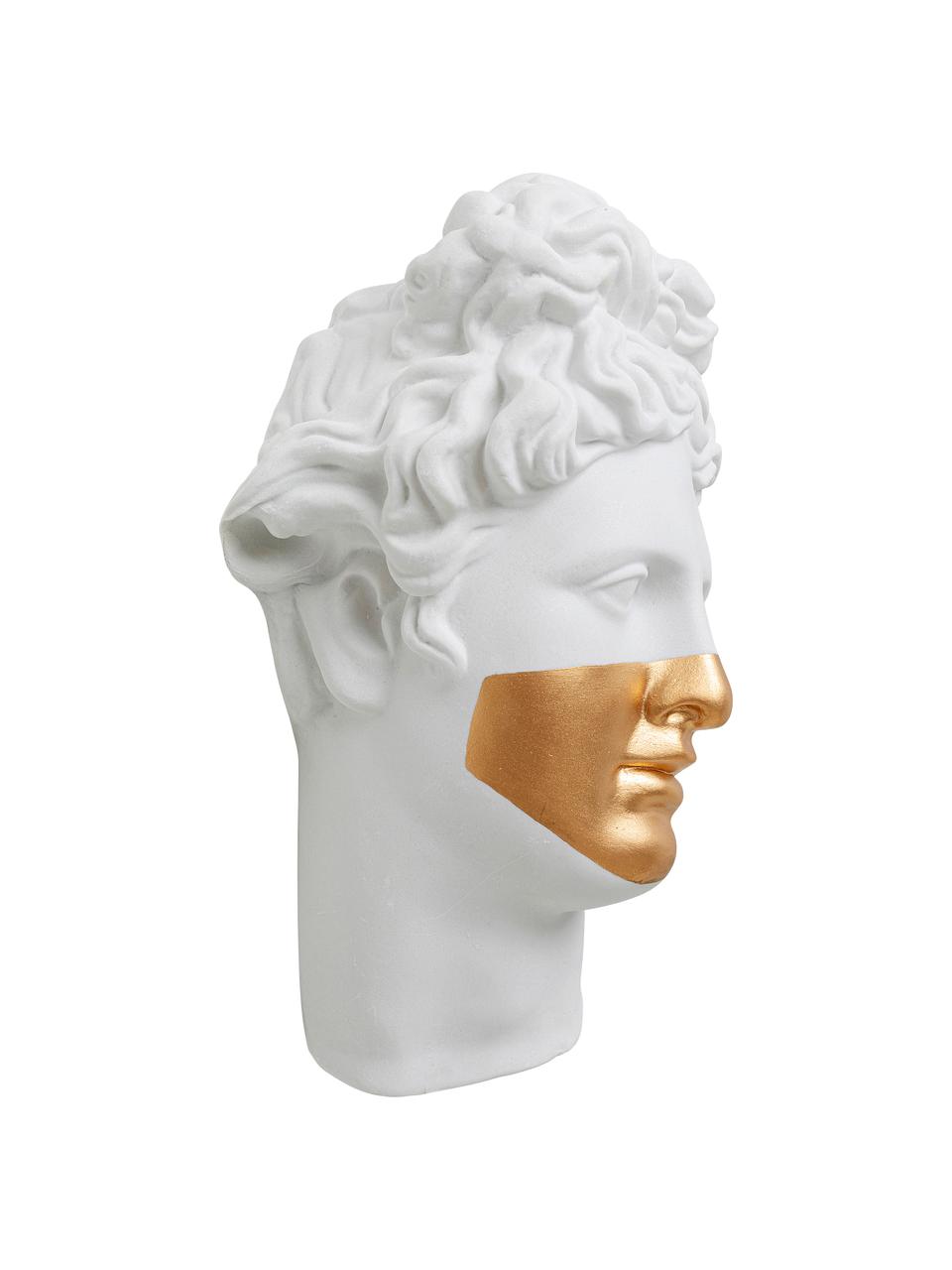 Decorazione da parete fatta a mano con funzione ciotola Apollo, Poliresina laccata, Bianco, dorato, Larg. 26 x Alt. 42 cm