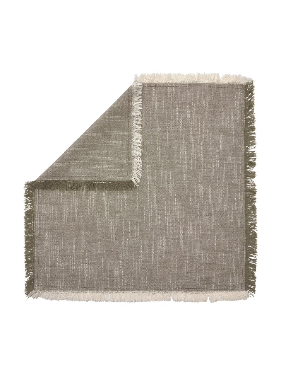 Serviettes de table en coton à franges Ivory, 4 pièces, 100 % coton, Brun, larg. 40 x long. 40 cm